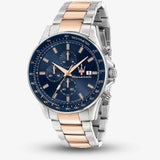 Maserati SFIDA Chronograph Blue Dial Two Tone Steel Strap Watch For Men - R8873640012 Authentic Buy Shop Now