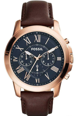Fossil Grant Chronograph Blue Dial Brown Leather Strap Watch for Men - FS5068 Authentic Buy Shop Now