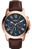 Fossil Grant Chronograph Blue Dial Brown Leather Strap Watch for Men - FS5068 Authentic Buy Shop Now