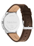 Calvin Klein Minimal Silver Dial Brown Leather Strap Watch for Men - K3M221G6 Authentic Buy Shop Now
