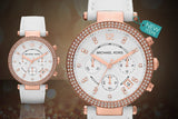 Michael Kors Parker White Diamonds Dial White Leather Strap Watch for Women - MK2281 Authentic Buy Shop Now