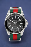 Gucci Dive Black Dial Two Tone NATO Strap Watch For Men - YA136206 Authentic Buy Shop Now
