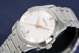 Gucci G Timeless Silver Dial Silver Steel Strap Watch For Women - YA126523 Authentic Buy Shop Now