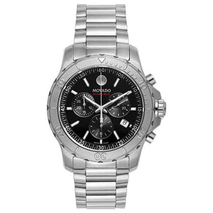 Movado Series 800 Chronograph Black Dial Silver Steel Strap Watch For Men - 2600110 Authentic Buy Shop Now