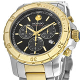 Movado Series 800 Chronograph Black Dial Two Tone Steel Strap Watch For Men - 2600138 Authentic Buy Shop Now