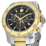 Movado Series 800 Chronograph Black Dial Two Tone Steel Strap Watch For Men - 2600138 Authentic Buy Shop Now