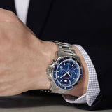 Movado Series 800 Chronograph Blue Dial Silver Steel Strap Watch For Men - 2600141 Authentic Buy Shop Now