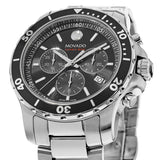 Movado Series 800 Chronograph Black Dial Silver Steel Strap Watch For Men - 2600142 Authentic Buy Shop Now
