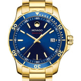 Movado Series 800 Blue Dial Gold Steel Strap Watch For Men - 2600144 Authentic Buy Shop Now