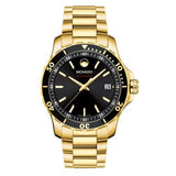 Movado Series 800 Black Dial Gold Steel Strap Watch For Men - 2600145 Authentic Buy Shop Now