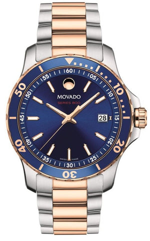 Movado Series 800 Blue Dial Two Tone Steel Strap Watch for Men - 2600149 Authentic Buy Shop Now