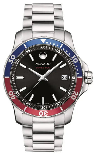 Movado Series 800 Pepsi Black Dial Silver Steel Strap Watch for Men - 2600152 Authentic Buy Shop Now
