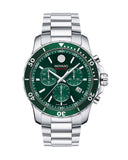 Movado Series 800 Chronograph Green Dial Silver Steel Strap Watch for Men - 2600179 Authentic Buy Shop Now