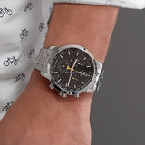Tissot PRC 200 Chronograph Black Dial Silver Steel Strap Watch For Men - T055.417.11.057.00 Authentic Buy Shop Now