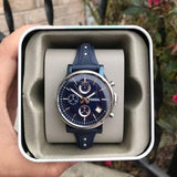 Fossil Boyfriend Sport Chronograph Blue Dial Blue Leather Strap Watch for Women - ES4113 Authentic Buy Shop Now