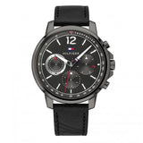 Tommy Hilfiger London Chronograph Grey Dial Black Leather Strap Watch for Men - 1791533 Authentic Buy Shop Now