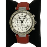 Michael Kors Parker Silver Dial Red Leather Strap Watch for Women - MK2278 Authentic Buy Shop Now