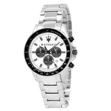 Maserati SFIDA Chronograph White Dial Silver Steel Strap Watch For Men - R8873640003 Authentic Buy Shop Now