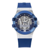 Maserati Potenza Skeleton Dial Quartz Blue Silicon Watch For Men - R8821108028 Authentic Buy Shop Now