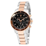 Maserati SFIDA Chronograph Black Dial Two Tone Steel Strap Watch For Men - R8873640009 Authentic Buy Shop Now