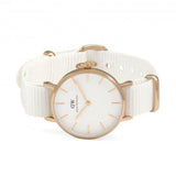 Daniel Wellington Petite Dover Quartz White Dial White NATO Strap Watch For Women - DW001000313 Authentic Buy Shop Now