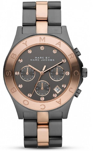 Marc Jacobs Blade Chronograph Grey Dial Two Tone Steel Strap Watch for Women - MBM8583 Authentic Buy Shop Now