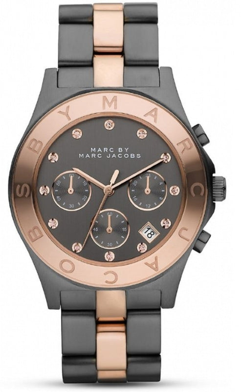 Marc Jacobs Blade Chronograph Grey Dial Two Tone Steel Strap Watch for Women - MBM8583 Authentic Buy Shop Now