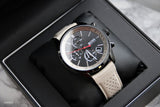 Hugo Boss Grand Prix Chronograph Black Dial Grey Leather Strap Watch for Men - 1513562 Authentic Buy Shop Now