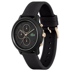 Lacoste 12.12 Chronograph Black Dial Black Silicon Strap Watch for Men - 2011247 Authentic Buy Shop Now