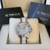 Tag Heuer Aquaracer Quartz White Dial Two Tone Steel Strap Watch Women - WAY131B.BA0914 Authentic Buy Shop Now