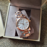 Burberry The City White Dial Rose Gold Steel Strap Watch for Women - BU9104 Authentic Buy Shop Now