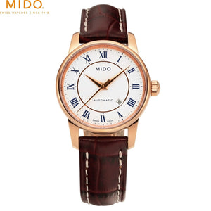Mido Baroncelli III Automatic Silver Dial Brown Leather Strap Watch For Women - M7600.2.21.8 Authentic Buy Shop Now