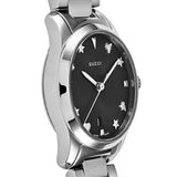 Gucci G Timeless Black Dial Silver Steel Strap Watch For Women - YA126573A Authentic Buy Shop Now