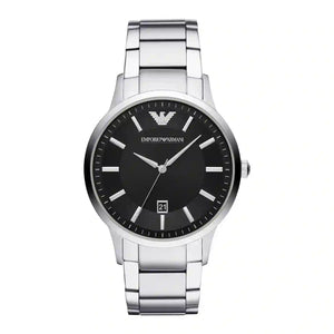 Emporio Armani Renato Quartz Black Dial Silver Steel Strap Watch For Men - AR11181 Authentic Buy Shop Now