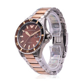 Emporio Armani Diver Quartz Brown Dial Two Tone Steel Strap Watch For Men - AR11340 Authentic Buy Shop Now
