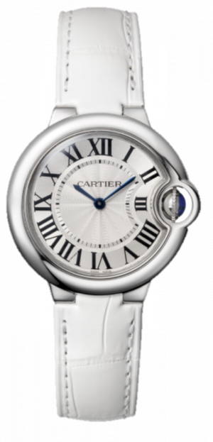 Cartier Ballon Bleu de Cartier Silver Dial White Leather Strap Watch for Women - W6920087 Authentic Buy Shop Now