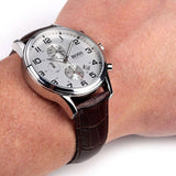 Hugo Boss Aeroliner Chronoraph White Dial Brown Leather Strap Watch For Men - HB1512447 Authentic Buy Shop Now