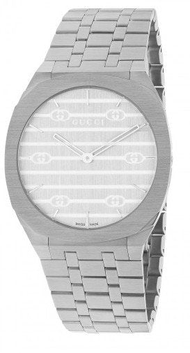 Gucci 25H Quartz Silver Dial Silver Steel Strap Watch For Women - YA163402 Authentic Buy Shop Now