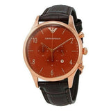 Emporio Armani Classic Chronograph Burgundy Dial Brown Leather Strap Watch For Men - AR1890 Authentic Buy Shop Now