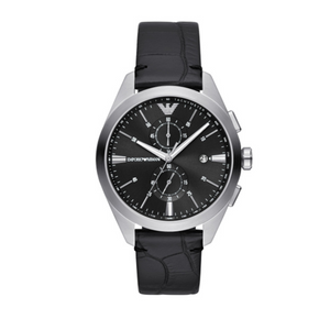 Emporio Armani Claudio Chronograph Black Dial Black Leather Strap Watch For Men - AR11542 Authentic Buy Shop Now