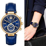 Michael Kors Sawyer Blue Dial Blue Leather Strap Watch for Women - MK2425 Authentic Buy Shop Now