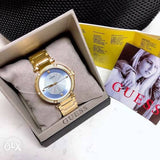 Guess Park Avenue Blue Dial Gold Steel Strap Watch For Women - W0695L2 Authentic Buy Shop Now