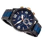 Fossil Nate Chronograph Blue Dial Two Tone Steel Strap Watch for Men - JR1494 Authentic Buy Shop Now