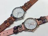 Coach Delancey White Dial Floral Brown Leather Strap Watch for Women - 14502761 Authentic Buy Shop Now
