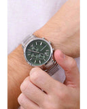 Emporio Armani Renato Chronograph Green Dial Silver Steel Strap Watch For Men - AR11507 Authentic Buy Shop Now