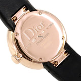 Dior La D De Diamonds Black Dial Black Leather Strap Watch for Women - CD047170A005 0000 Authentic Buy Shop Now