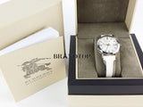 Burberry The City Silver Dial White Leather Strap Watch for Women - BU9019 Authentic Buy Shop Now