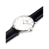 Daniel Wellington Classy Sheffield White Dial Black Leather Strap Watch For Women - DW00100080 Authentic Buy Shop Now