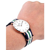Daniel Wellington Classic Nottingham White Dial Two Tone NATO Strap Watch For Men - 0108DW Authentic Buy Shop Now