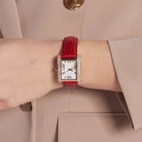 Michael Kors Emery Quartz Diamonds Silver Dial Red Leather Strap Watch For Women - MK4689 Authentic Buy Shop Now